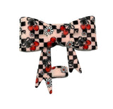 Cherry Check 3D Silicone Bow Focal Bead Straw Topper
