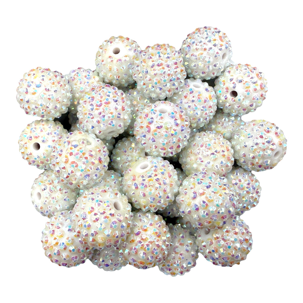 5 20mm White AB Rhinestone Chunky Beads