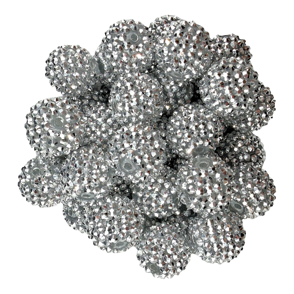 5 20mm Silver AB Rhinestone Chunky Beads