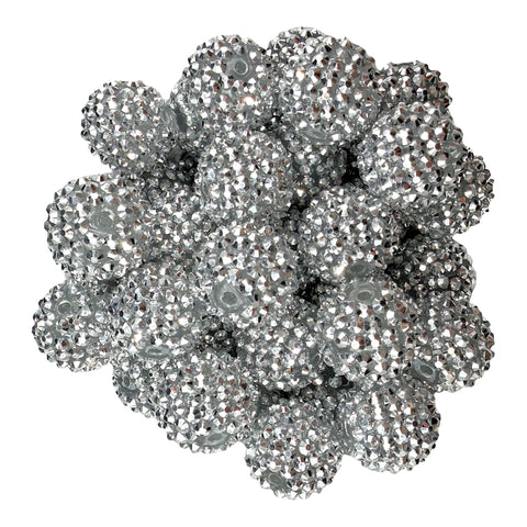 5 20mm Silver AB Rhinestone Chunky Beads