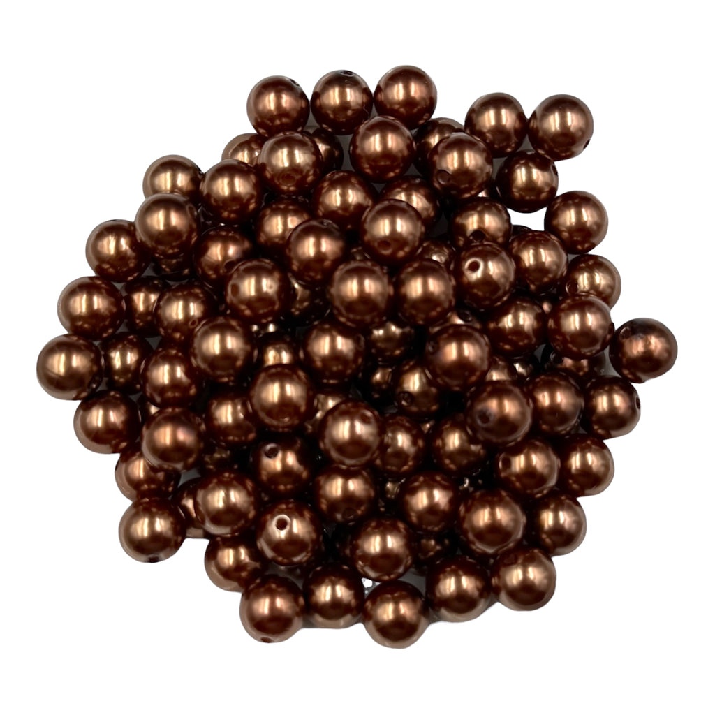 12mm Brown Pearl Acrylic Beads