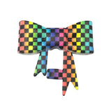 Rainbow Checkered 3D Silicone Bow Focal Bead Straw Topper