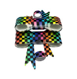 Rainbow Checkered 3D Silicone Bow Focal Bead Straw Topper