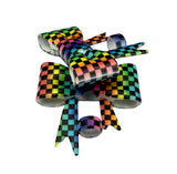 Rainbow Checkered 3D Silicone Bow Focal Bead Straw Topper