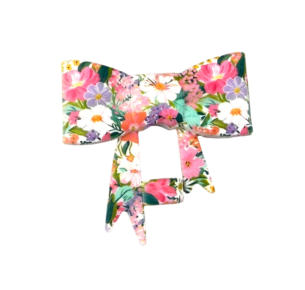 Colorful Flower Garden 3D Silicone Bow Focal Bead Straw Topper