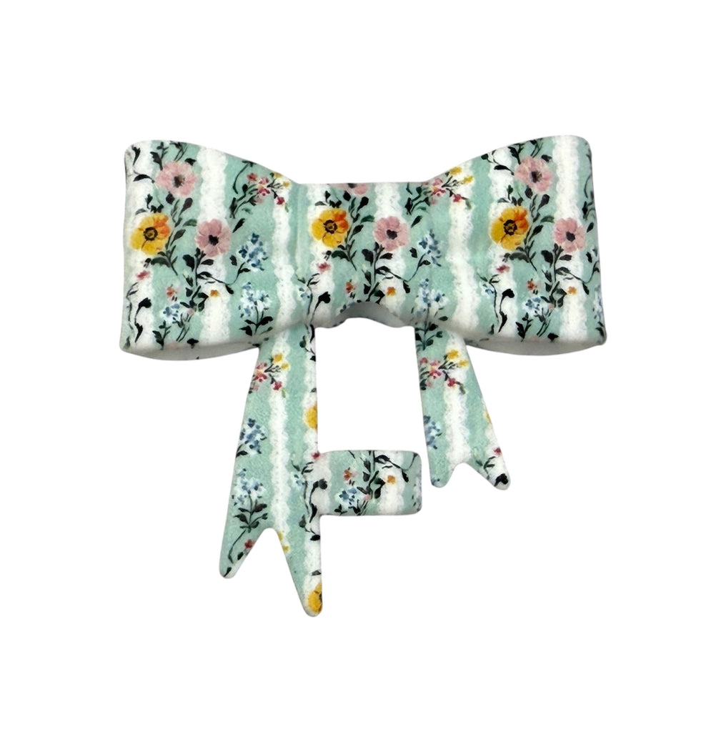 Mint Flower Garden 3D Silicone Bow Focal Bead Straw Topper