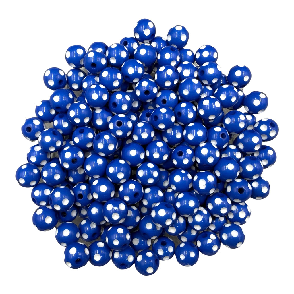 12mm Royal Blue Polka Dot Acrylic Beads