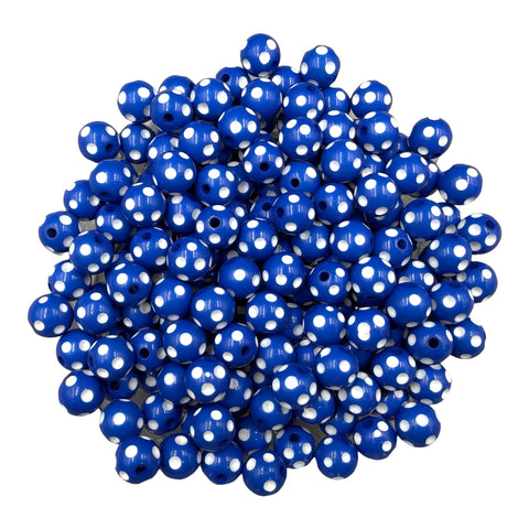 12mm Royal Blue Polka Dot Acrylic Beads