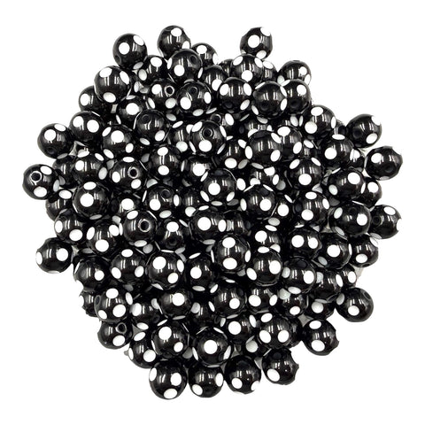 12mm Black Polka Dot Acrylic Beads