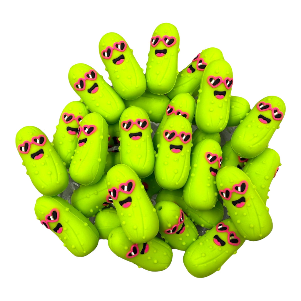 3D Pickle with Sunglasses Silicone Focal Beads