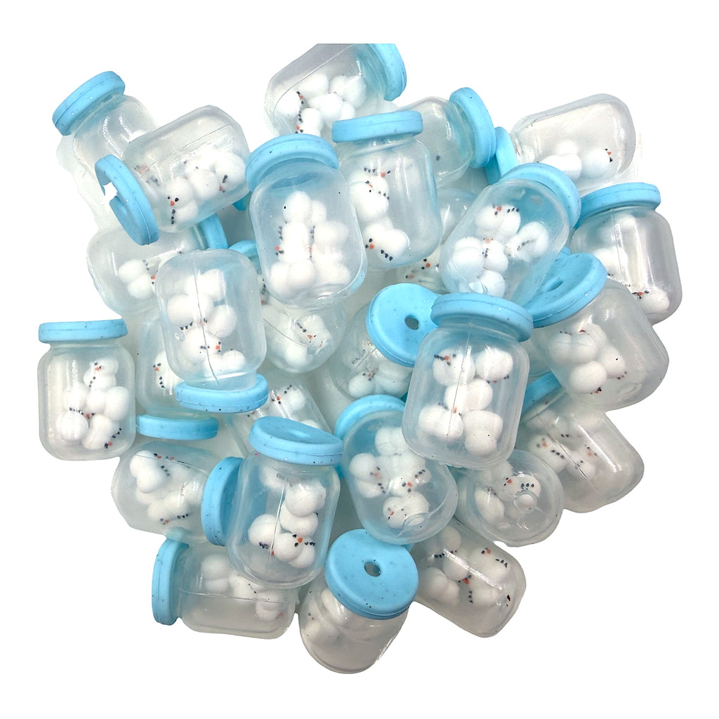 3D Winter Snowman Jar Silicone Focal Beads