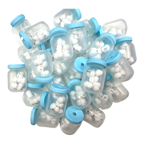 3D Winter Snowman Jar Silicone Focal Beads