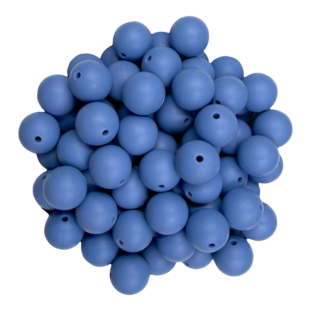 15mm Steel Blue Silicone Beads
