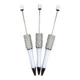 White Rhinestone Beadable Pens