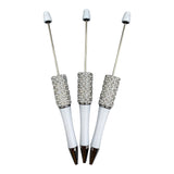 White Rhinestone Beadable Pens