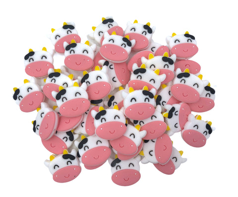 Cow Silicone Focal Beads--Pink