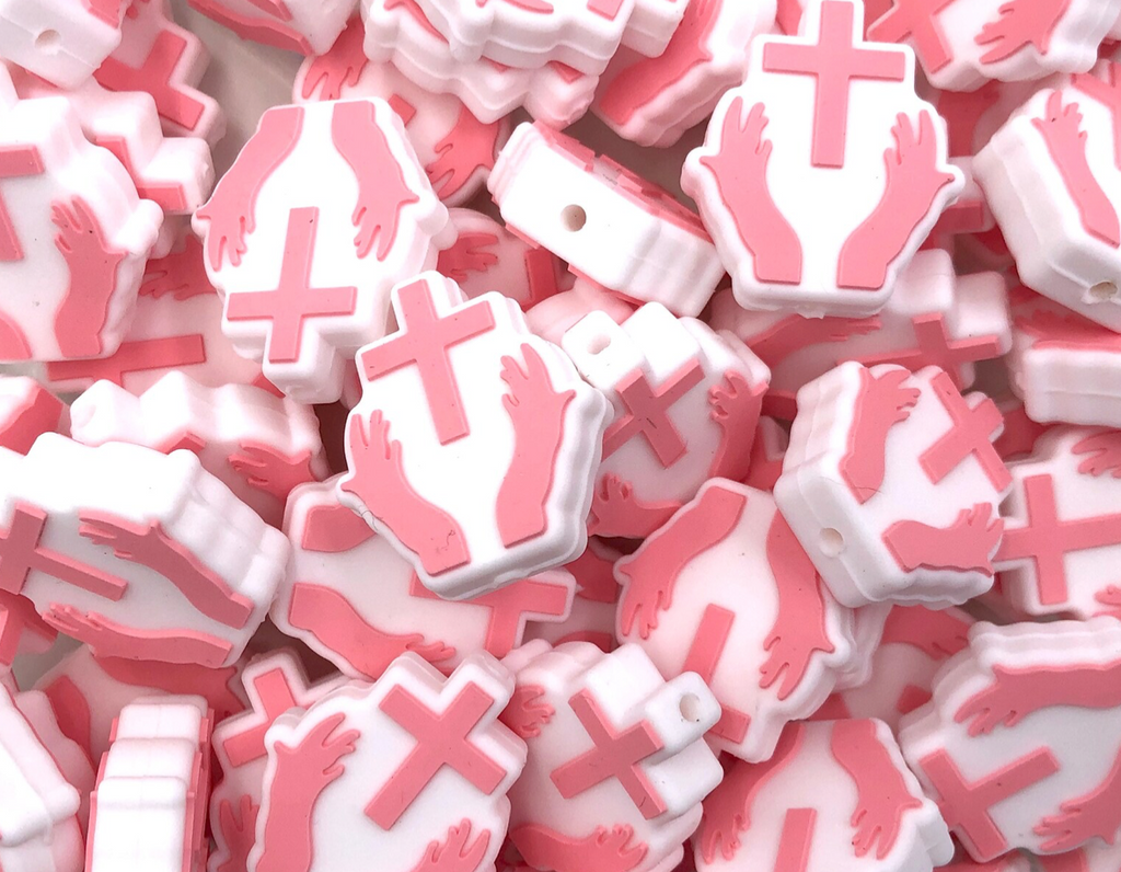 New Style!   Cross Silicone Beads--PINK
