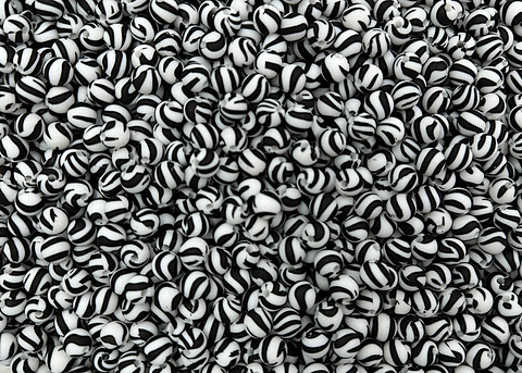 White Zebra Tiger Silicone Beads--9mm