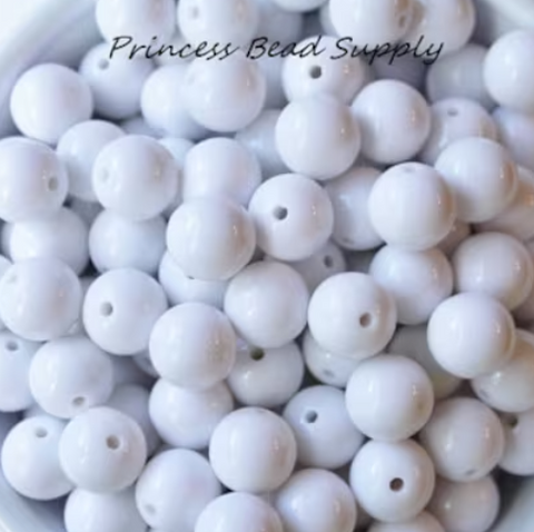 12mm White Solid Acrylic Beads