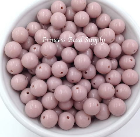 12mm Dust Pink Solid Acrylic Beads