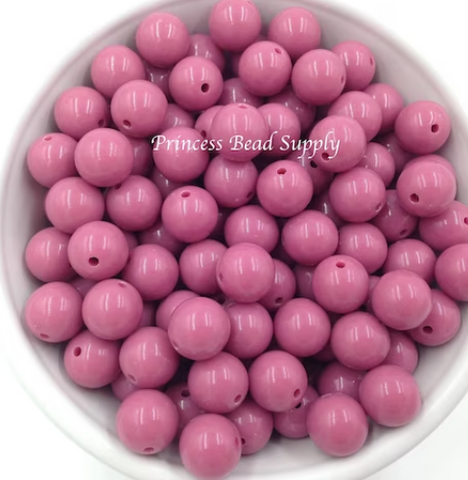 12mm Mauve Pink Solid Acrylic Beads