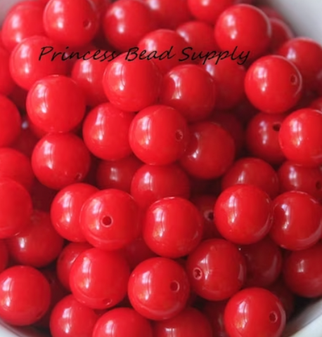 12mm Red Solid Acrylic Beads