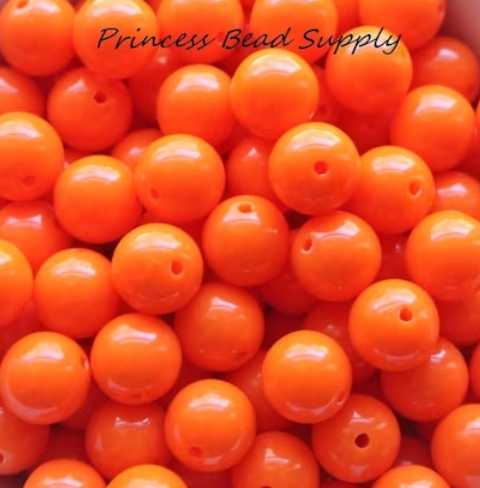 12mm Orange Solid Acrylic Beads