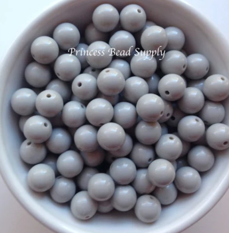 12mm Gray Solid Acrylic Beads