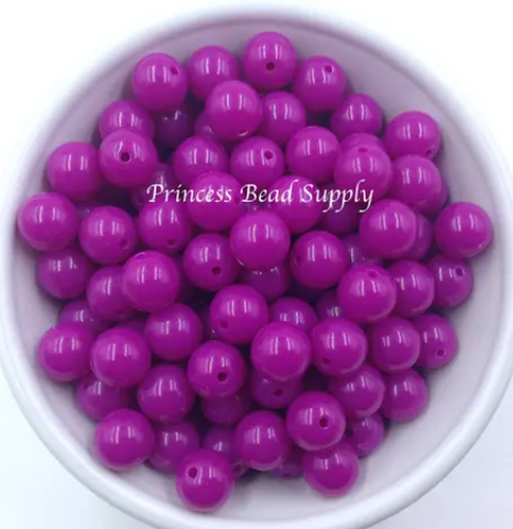 12mm Grape Purple Solid Acrylic Beads