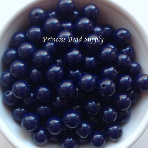 12mm Navy Blue Solid Acrylic Beads