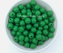 12mm Dark Green Solid Acrylic Beads