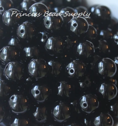 12mm Black Solid Acrylic Beads