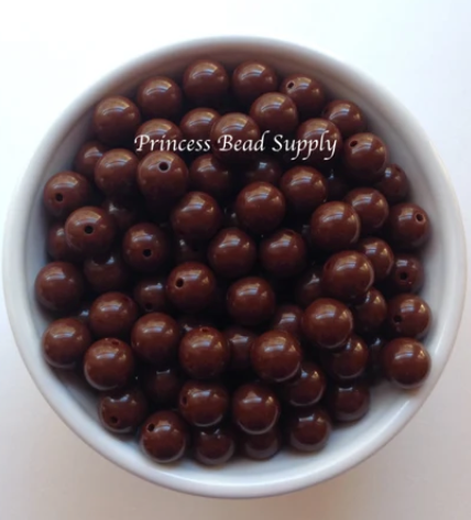 12mm Brown Solid Acrylic Beads