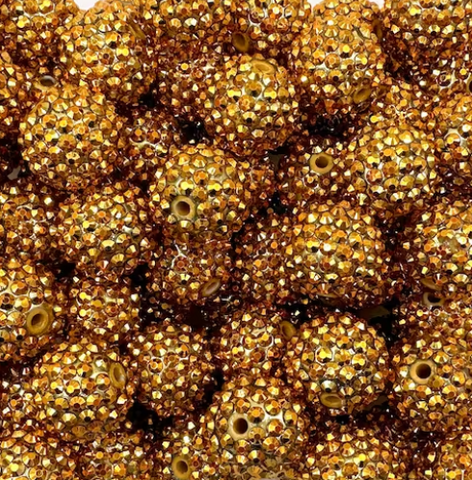20mm Dark Gold AB Rhinestone Chunky Beads