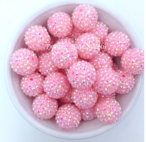 20mm Pink AB Rhinestone Chunky Beads
