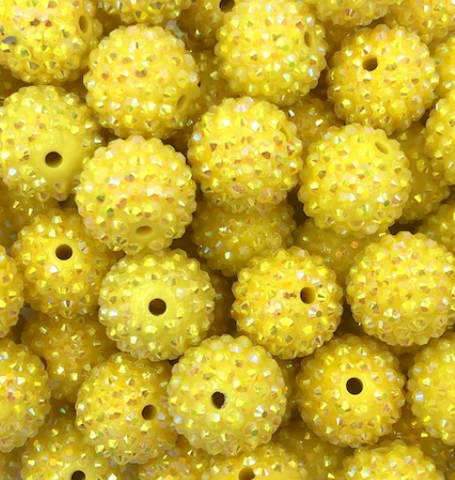 20mm Yellow AB Rhinestone Chunky Beads