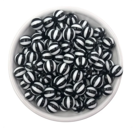 12mm Black & White Beach Ball Acrylic Beads