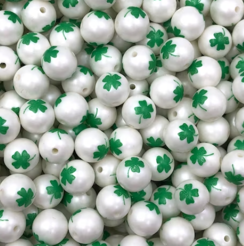 12mm Shamrock Printed Acrylic Beads