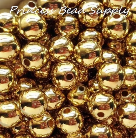 12mm Gold Metallic UV Acrylic Beads