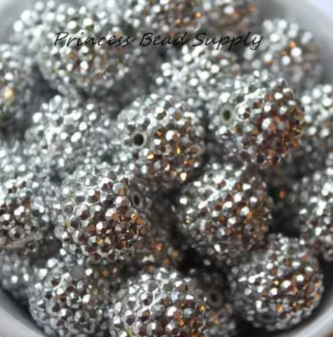 20mm Silver AB Rhinestone Chunky Beads