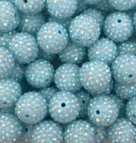 20mm Baby Blue AB Rhinestone Chunky Beads