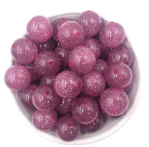 20mm Berry Pink Glitter Acrylic Beads