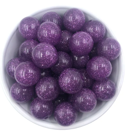 20mm Purple Glitter Acrylic Beads