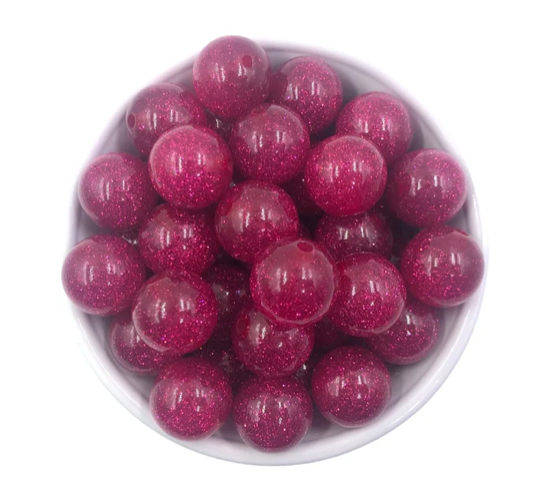 20mm Hot Pink Glitter Acrylic Beads