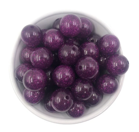 20mm Dark Purple Glitter Acrylic Beads