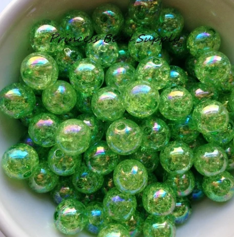 12mm Green Crackle Acrylic Beads