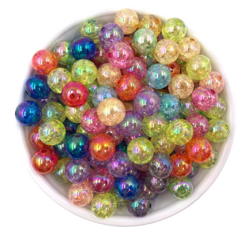 12mm Mixed Colors Crackle Acrylic Beads