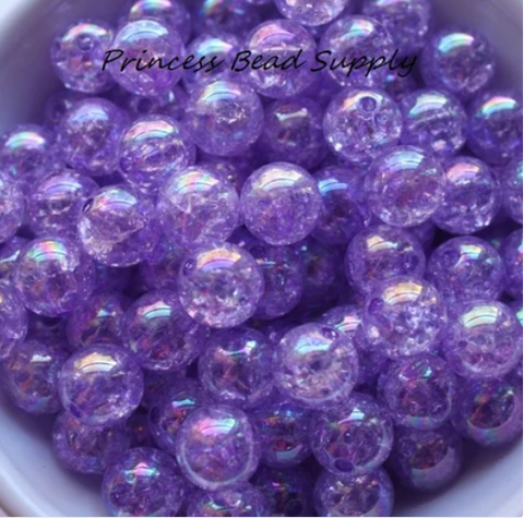 12mm Purple Crackle Acrylic Beads