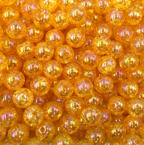 12mm Golden Yellow Crackle Acrylic Beads