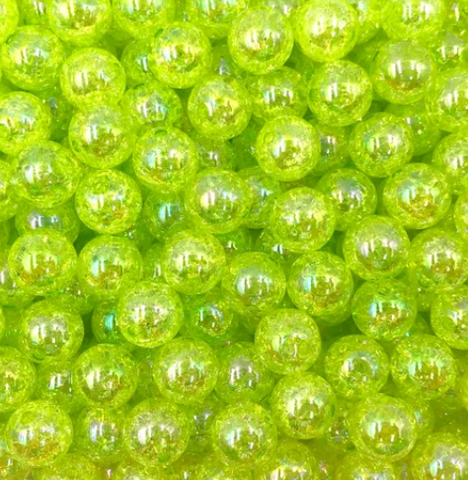 12mm Bright Green Crackle Acrylic Beads